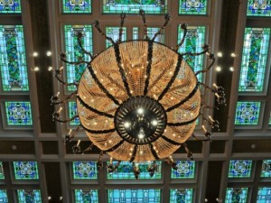 Old Hotel Utah Lobby Chandelier & Stained Glass Ceiling_2